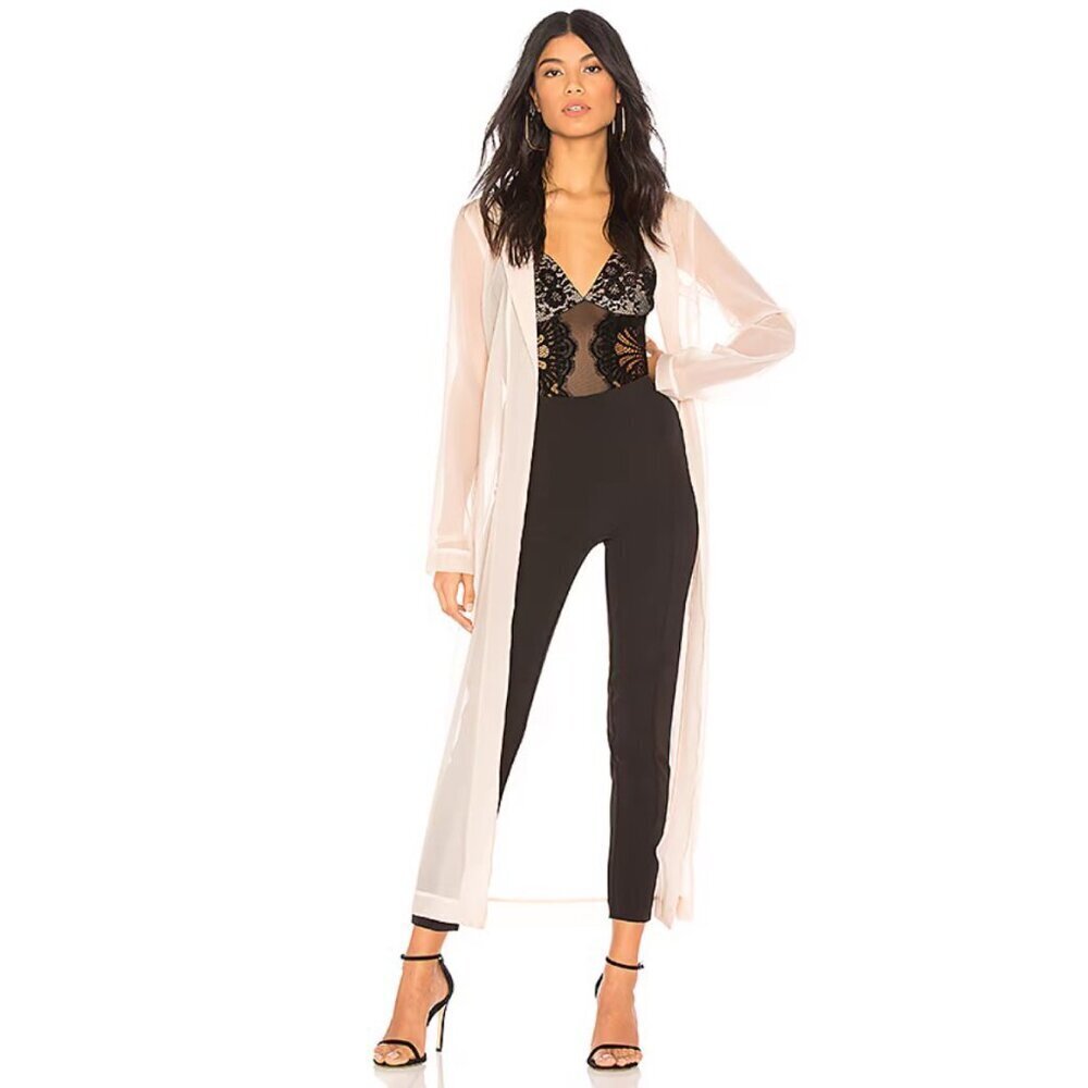Chrissy Teigen x Revolve Muse Sheer Duster in White Sand